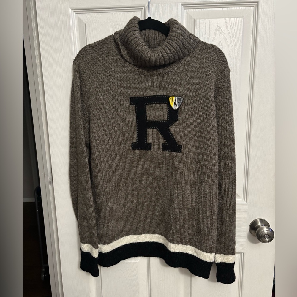 Rossignol | Wool Alpaca Blend Beige Black Turtleneck Sweater‎ Sz L